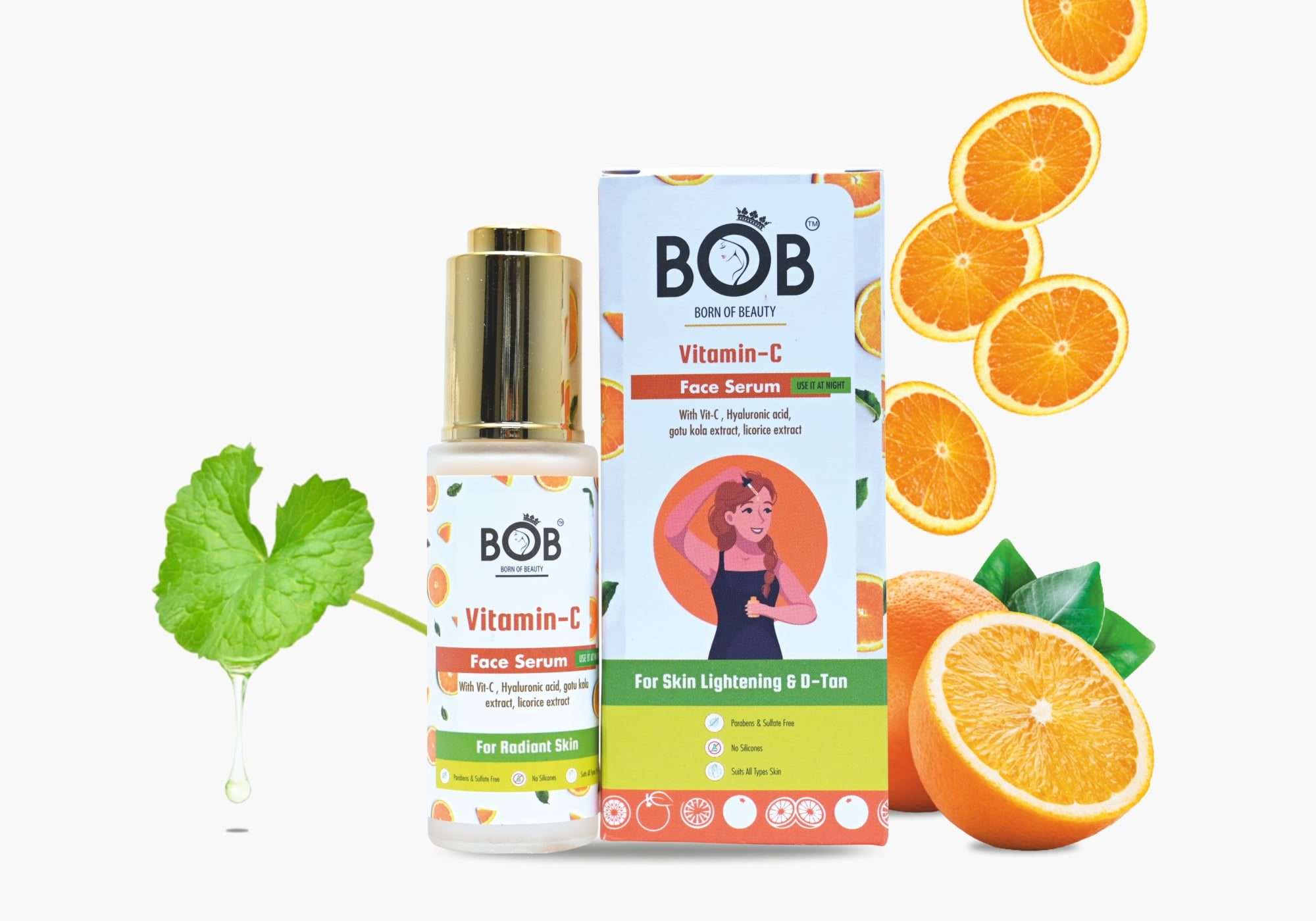 BOB Vitamin C Face Serum For Skin Lightening & D- Tan