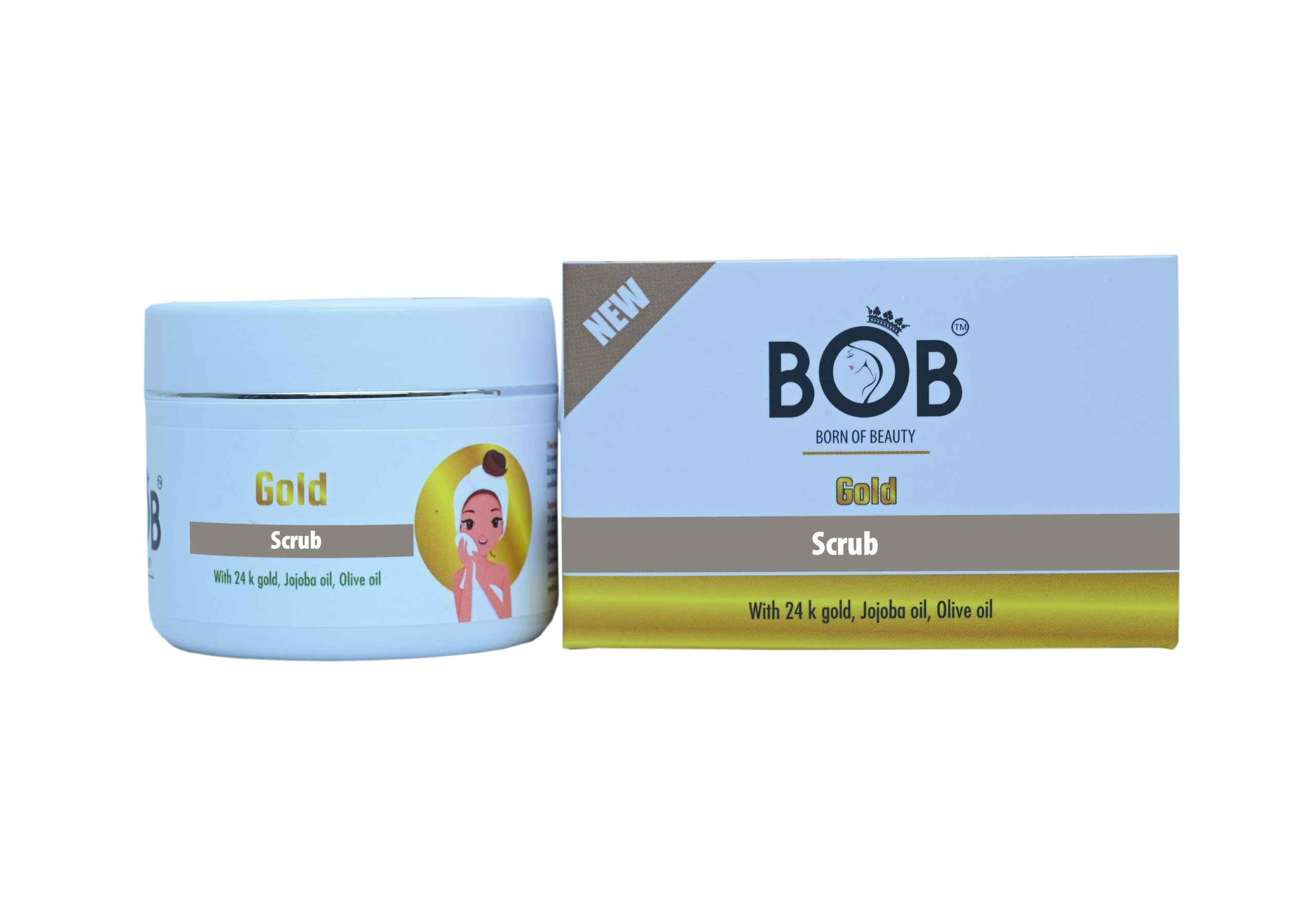 BOB Gold Facial Scrub With 24 k Gold, Jojoba Oil, Olive Oil