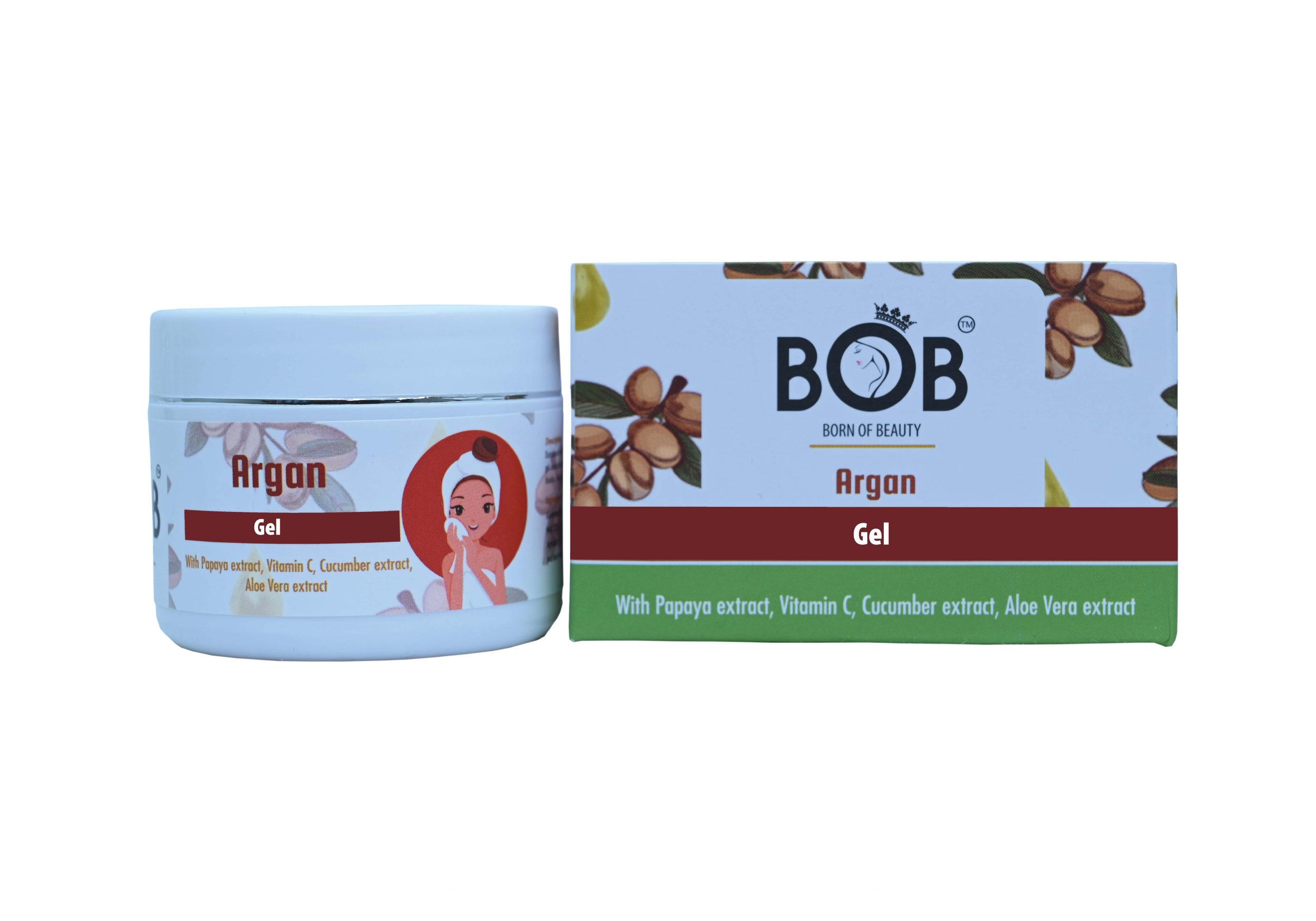 BOB Argan Face Gel With Papaya Extract, Vitamin C, Cucumber Extract